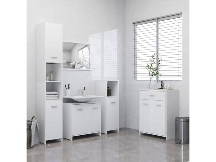 Clarence* Ensemble de meubles de salle de bain 4 pcs Ensemble complet de bain - SOLOMON - Blanc &Europ1375399