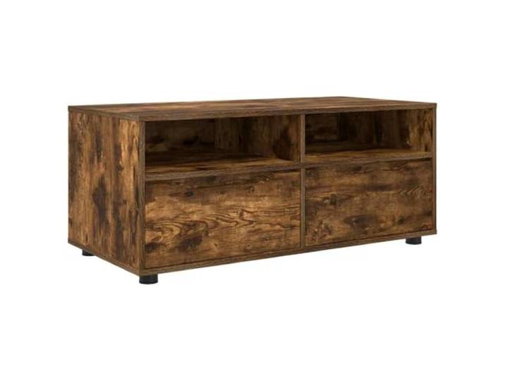 hliofuir TV-Schrank Geräucherte Eiche 100x48x43 cm Lowboard Holzwerkstoff Elegantes TV-Möbel für Wohnzimmer und Schlafzimmer mit geräumiger Schublade, Ablagen und robuster Holzwerkstoff-Platte.