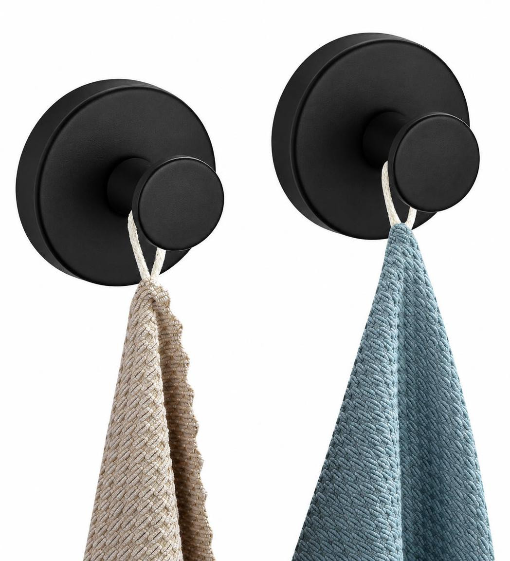 INF Haken met zuignap, 2 stuks, zwart