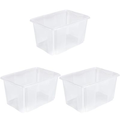 Aufbewahrungsbox KEEEPER "Emil, 3er Set, 45 L, 54,5 x 39 x 29,5 cm", transparent, B:54,5cm H:29,5cm T:39cm, Kunststoff, Aufbewahrungsboxen, Aufbewahrungsbox, ineinander und aufeinander stapelbar