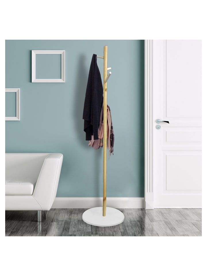 THE HOME DECO FACTORY Garderobe "Fiona" in Natur / Weiß - (H)130 x Ø 40 cm - onesize