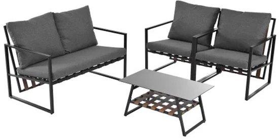 Famanu Gartenmöbelset - 4 Personen - Loungeset - 1 Sofa - 2 Sessel - 1 Couchtisch - Bis 150 KG - Inkl. Kissen