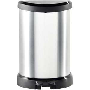 Curver Mülleimer Deco Bin Metallics, silber, aus Kunststoff, geruchssicher, 20 Liter