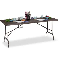 Relaxdays Klappbarer Gartentisch Holzoptik Braun,Schwarz