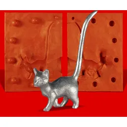 Zinn Giessform Ringhalter Katze gehend - Silikonform hitzebeständig - benötigt ca. 60g Reinzinn