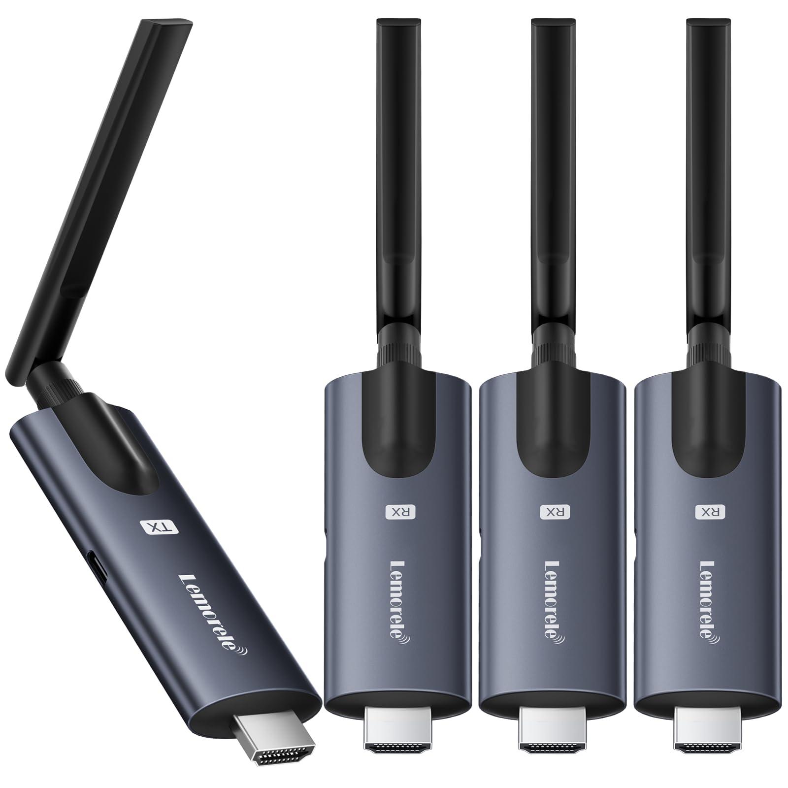 HDMI-Funksender Funkübertragung HDMI-Empfänger - 3 Empfänger - Bis 200 m - 1080p bei 60 Hz - Schwarz