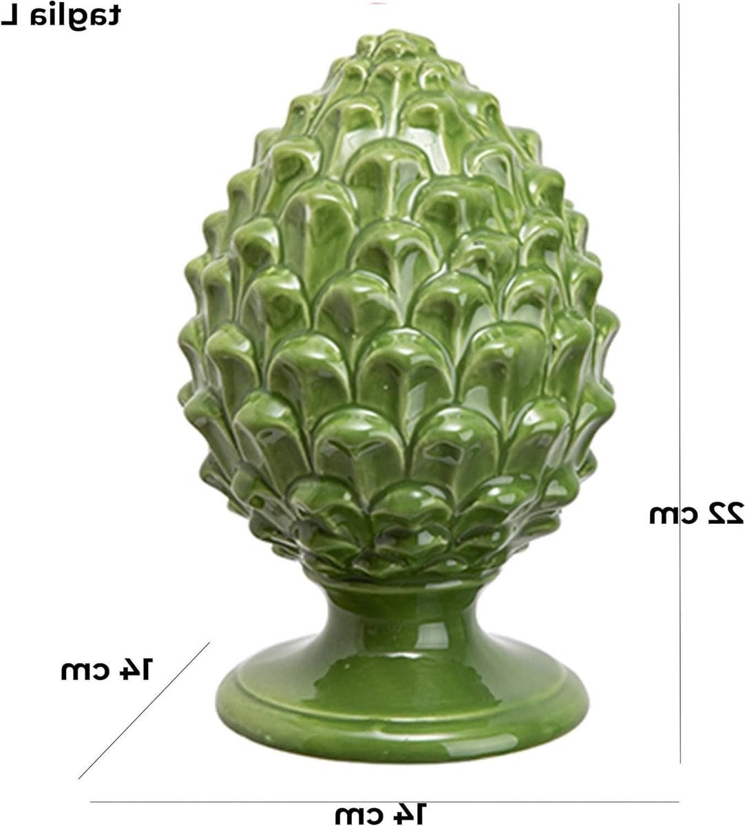 Decoratieve Kegel Siciliaans Ornament - Handgeschilderd Porselein - Groen - H 22 cm