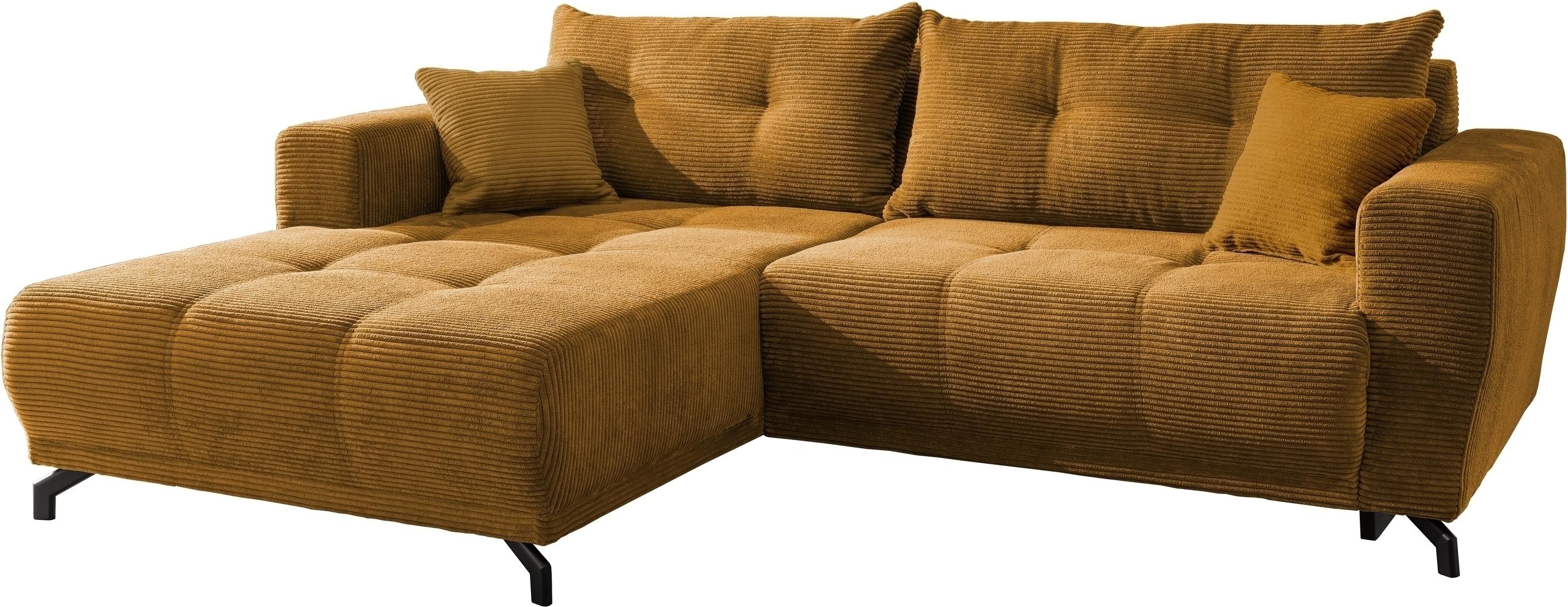Polsterecke >Renard< elektrischer Sitzvorschub, Cord gold - 177x80x246cm (BxHxT)