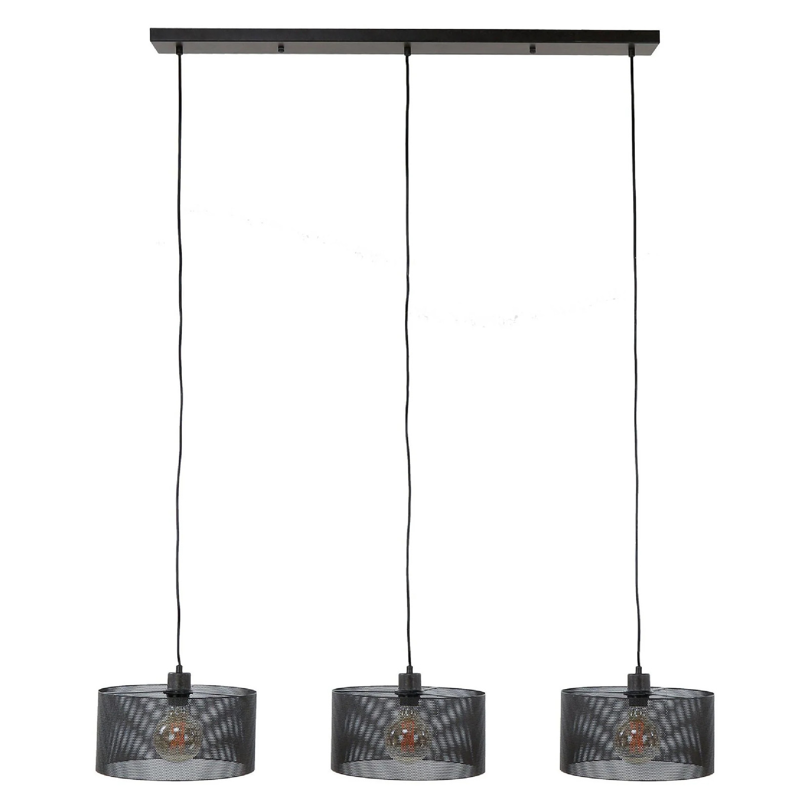 Nest of Nora Hanglamp - 3-lichts ronde mesh hanglamp - Zwart - Ø30 cm