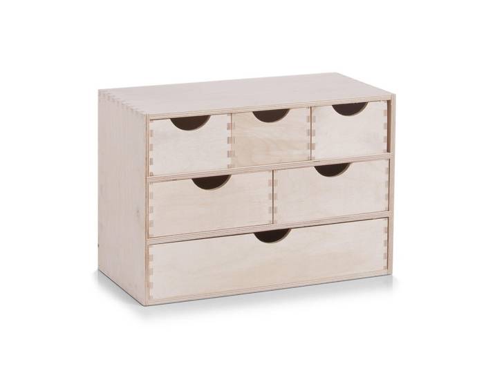 Zeller Present Regal, Naturfarben, Holz, Birke, Hartholz, 6 Schublade(n) Schubladen, 40x28x20 cm, Holzmöbel, Holzregale, Bücherregale Holz