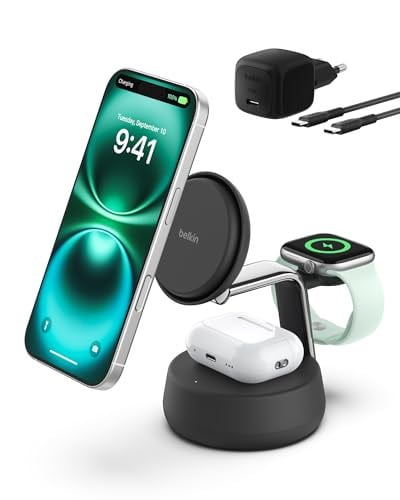 Belkin 3-in-1 Draadloze Oplader UltraCharge Pro 25W Qi2 Magnetisch, Zwart