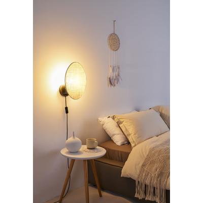 PAULEEN Wandleuchte "Boho Dream max20W Schwarz/Beige 230V Metall/Stoff", schwarz (beige, schwarz), 1, H: 33cm, Leuchten, E27, Wandleuchte