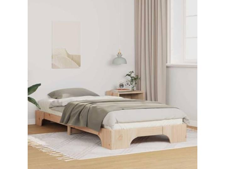 YUTAASU Bettrahmen Braun 90 x 220 cm Massives Kiefernholz Plattform-Lattenrost, Modernes Design, Robust, Stabil, Für Schlafzimmer