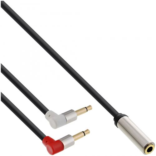 InLine Slim Audio Kopfhörer Flugzeug-Adapterkabel, 2x 3,5mm Klinke ST an 3,5mm Klinke BU 3pol., 0,15m 99251