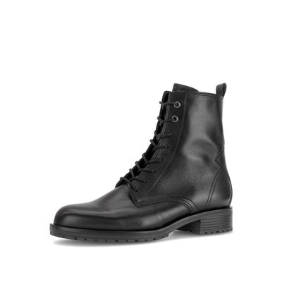 Schnürstiefelette GABOR, Damen, Gr. 38, schwarz, Glattleder, Schuhe Schnürstiefelette, Blockabsatz, Schnürboots in Schuhweite G (= weit)