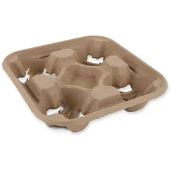 NATUREStar Bio Becherhalter Quattro aus Recyclingpapier für 4 Becher 22,5x22,5x4,5 cm (LxBxH) 75 Stück