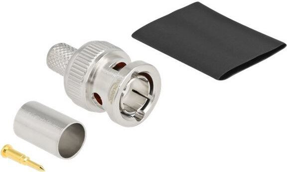 Delock BNC-connector voor RG6-kabel met krimpkous, mannelijk, nikkel, 75 Ohm, 145 mm