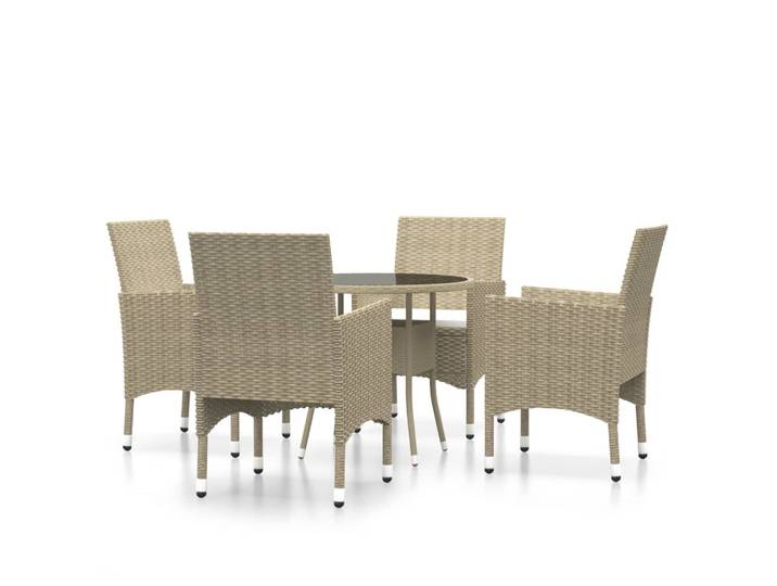 vidaXL 5-tlg. Garten-Essgruppe Poly Rattan Beige