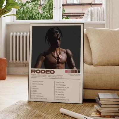 Inspired Finds Modern Travis Scott Music Canvas Wall Art Set For Living Room And Home Decor rodeo Solo 15.75x19.69in Blackframe