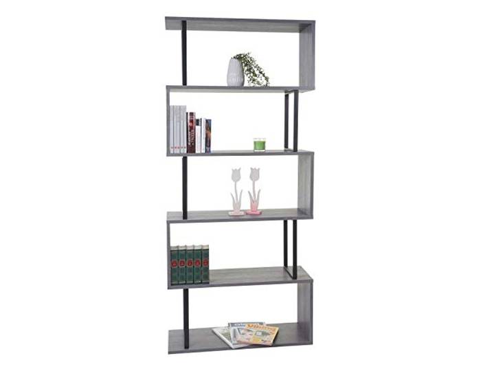 Mendler Bücherregal HWC-A27, 183x80cm - grau, Metall schwarz