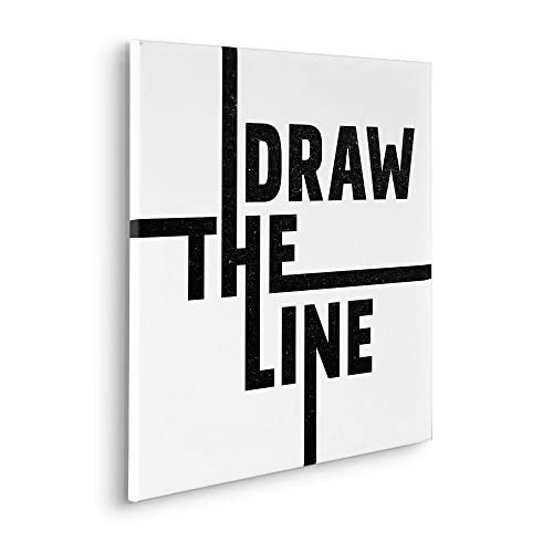 Komar Typo Draw the Line Wanddecoratie met Houten Frame, Multicolour, 60 x 60 cm