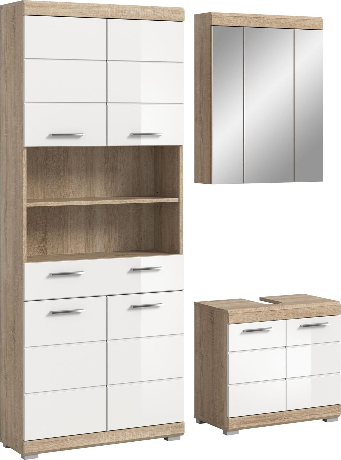 Lambada badkamer L7 wit hoogglans met eiken decor