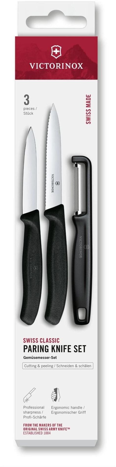 Messer-Set VICTORINOX "Victorinox Messer-Set Swiss Classic, Schwarz", schwarz, Stahl, Kochmesser-Sets, Messer-Set schwarz Einheitsgröße