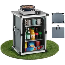 VEVOR Klappbare Campingküche, Tragbarer Campingschrank mit 3 Ablagefächern, Außentasche & MDF-Tischplatte bis 30 kg Tragkraft, Küchenstation für Picknick, Grillen, Partys, Camping & Wohnmobilreisen