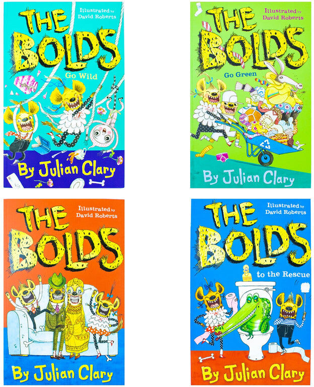 Andersen Press The Bolds 4 Book Set by Julian Clary – The Bolds, Go Green, To The Rescue & Go Wild Funny Kids Collection