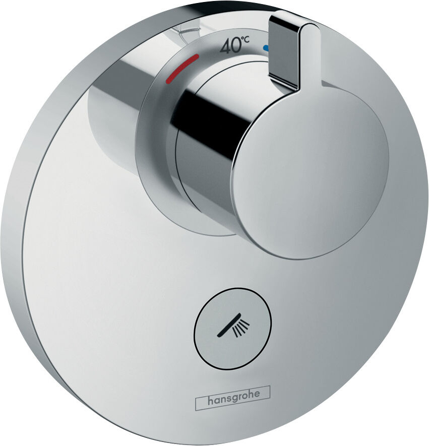 Hansgrohe ShowerSelect S 15742000 Set de finition pour mitigeur thermostatique ShowerSelect S encastré haut débit avec une sortie permanente et un robinet  d’arrêt chromé