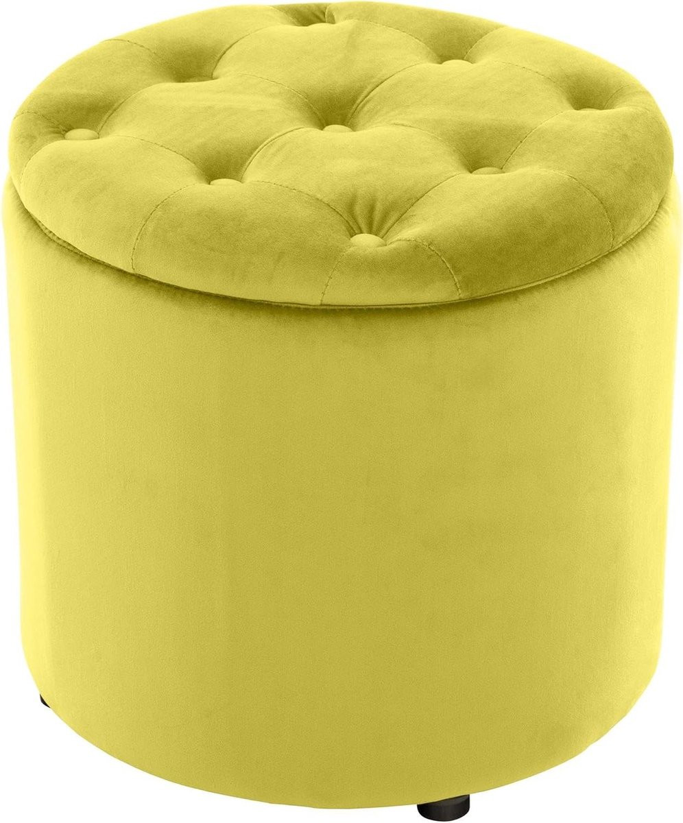 Ronde opbergkruk met velvet bekleding in soft body stijl