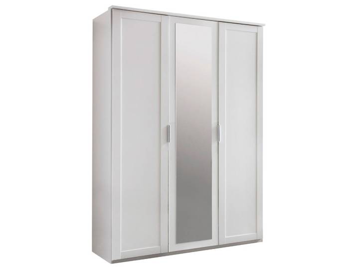 Drehtürenschrank mit Spiegel 135cm Nadja, Weiß Dekor