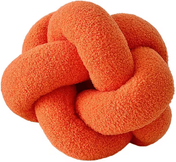 Uplift Curations KnitCuddle 9x9 Inch Braided Knot Throw Pillow Hand Knitted Plush Round Ball Cushion For Sofa & Bedroom orange