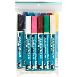 Creotime, Marker, Glas- & Porseleinstiften, 2-4 mm lijn, kleuren assorti, dekkend, 12 assorti (12x)