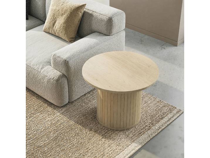 HOMCOM Table Basse Ronde Ø60cm Bois Naturel Salon