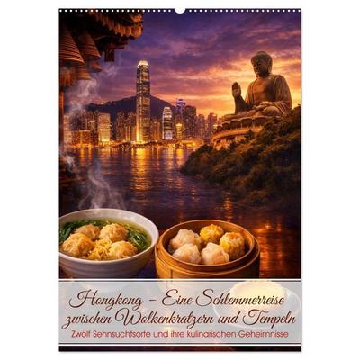 Hongkong – Eine Schlemmerreise zwischen Wolkenkratzern und Tempeln (Wandkalender 2027 DIN A2 hoch), CALVENDO Monatskalender