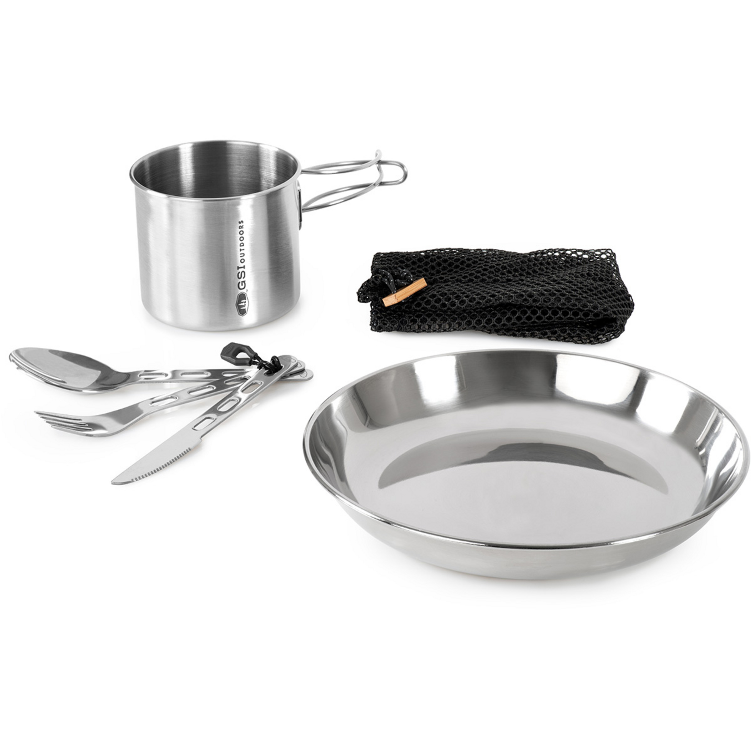 GSI Glacier Stainless Essgeschirr Set Campinggeschirr silber Camping