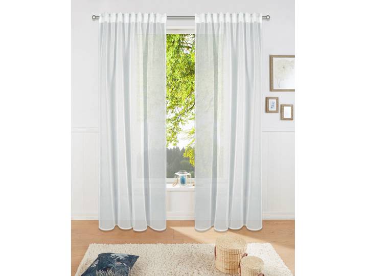 Gardine GOODPRODUCT Dolly Gr. 1, grau (hellgrau), B:140cm H:145cm, Polyester, Gardinen, Gardine, gewebt, Polyester