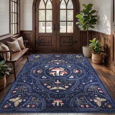 Garvee Mushroom Botanical Area Rugs for Living Room Bedroom