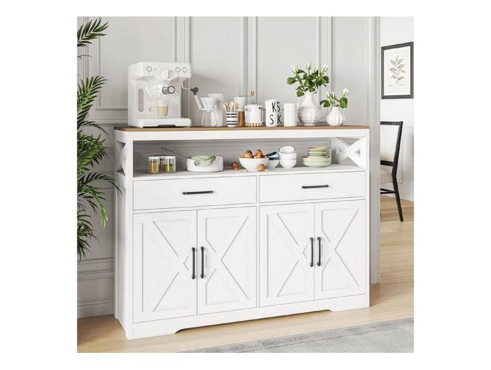LuxusKollektion Küchenbuffet Sideboard Küchenschrank Arbeitsplatte 140cm 2 Weiß-a 140x105x40 cm