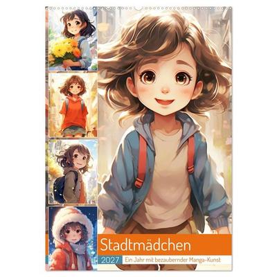 Stadtmädchen. Ein Jahr mit bezaubernder Manga-Kunst (Wandkalender 2027 DIN A2 hoch), CALVENDO Monatskalender