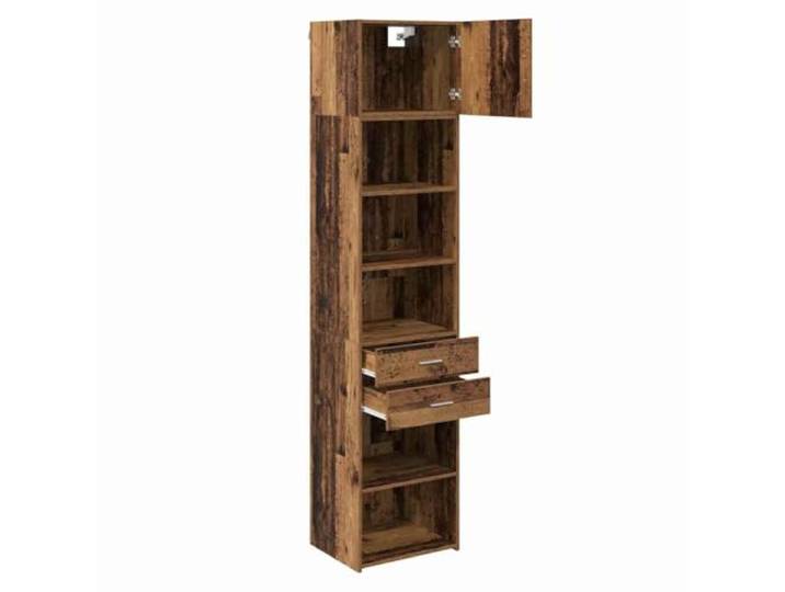 KGHFDVB Highboard Wandmontiert Altholz 50 x 42,5 x 225 cm Holzwerkstoff Mit Wandschrank, 2 Komponenten, Stauraum, Wohnzimmer, Schwebend, Einfache Montage