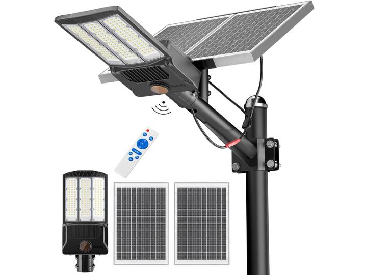 Réverbères solaires extérieur Commercial Parking lumière du crépuscule à l'aube solaire sécurité projecteurs lampe solaire pour cour route Baske