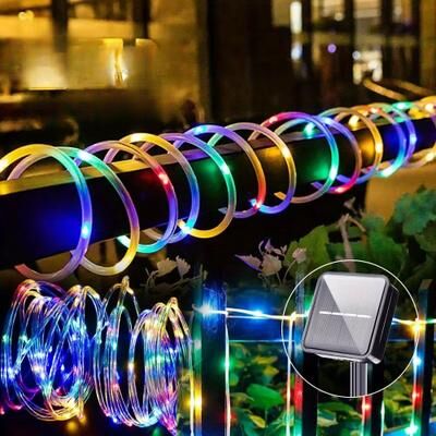 Inspired Finds Solar Pipe Fairy String Lights Outdoor Waterproof LED Garden Decor colorful 200leds