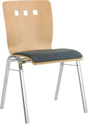 Stapelstuhl 7450, Formsitz, Lordosenstütze, Designerbohrungen, ohne Armlehnen, Bezugsstoff Kashmara, grau