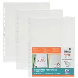 Oxford 6er-Pack Prospekthüllen mit Klettverschluss transparent transparent, 24x31.5 cm