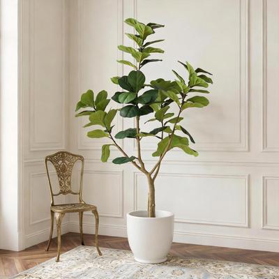 Kodotan sofa 6FT Artificial Fiddle Leaf Fig Tree, Realistic Faux Potted Plant in Black Pot, 1pc/set