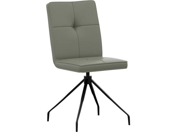 Moderano Stuhl, Graugrün, Metall, Echtleder, Semi-Anilinleder, Rundrohr, 45x96x58 cm, Lederauswahl, Esszimmer, Stühle, Esszimmerstühle, Lederstühle