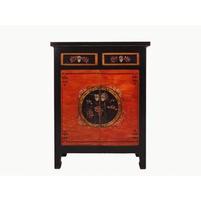 OPIUM OUTLET Möbel Kommode Schrank Sideboard Hochzeitsschrank 32610-1 schwarz-rot asiatisch chinesisch orientalisch