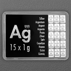 Silbertafel 15 x 1g "Ag International" (Motivbox)